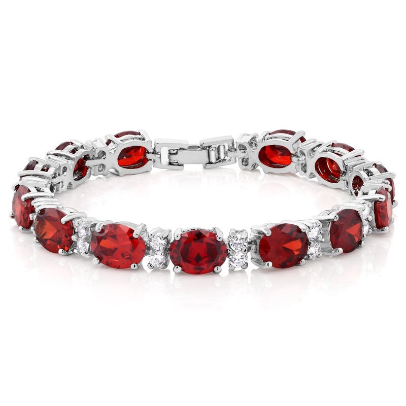 Gem Stone King 40.00 Cttw Red Color Cubic Zirconias CZ Tennis Bracelet For Women | 7 Inch - Image 1